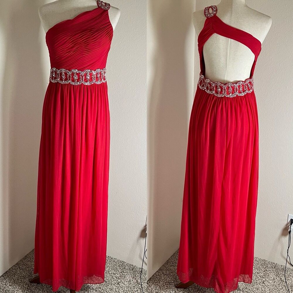 Vtg Formal/Prom Dress Blondie Nites by Stacy Sklar Red Sequin Beaded Sz 5